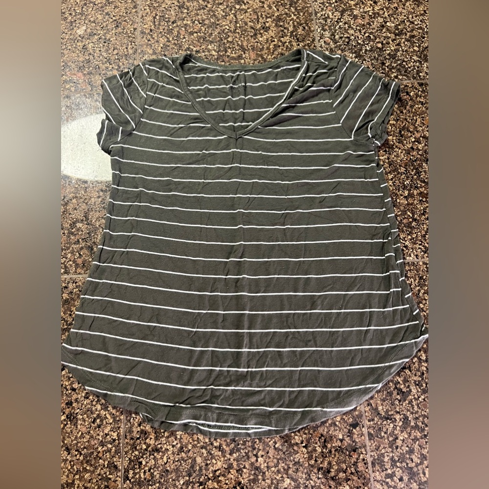 Women’s shirt. Rue 21. Size XS. Green with white stripes.